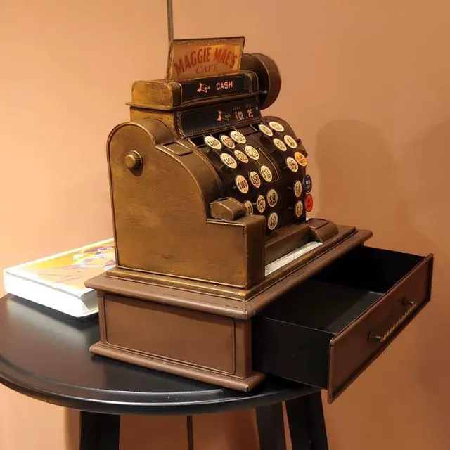 Alt view image 6 of 6 - Vintage Cash Register Model Piggy Bank Money Bank Storage Box | Retro Cash Register Model Jewelry Box Ring Trinket Case Cabinet Figurine Cafe Bar Window Decor Model Home Desk Decoration