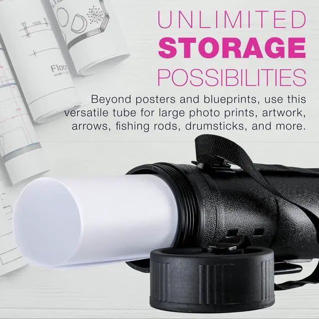 Alt view image 5 of 6 - X-Large Poster Tube - Telescoping Adjustable 32" to 52" - Durable 7-1/4" Diameter Storage Tube - Art Poster Carrier Holder & Blueprint Storage Drafting Tube Travel & Protection