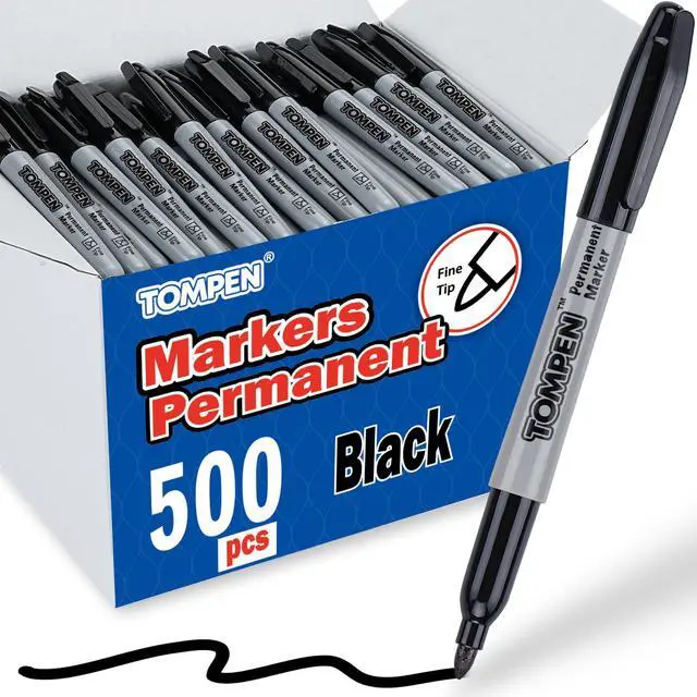 Main image of Black Permanent Markers Bulk Fine Tip 500 Pack,Use for Halloween,Waterproof Permanent Marker Pens with Quick Drying on Wood,Plastic,Paper,Metal,Mirror for Office School Classroom Home
