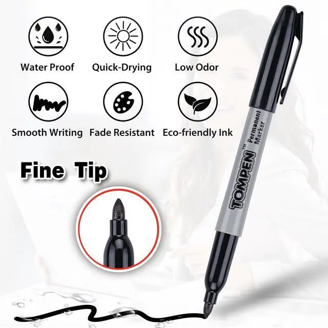 Alt view image 2 of 6 - Black Permanent Markers Bulk Fine Tip 500 Pack,Use for Halloween,Waterproof Permanent Marker Pens with Quick Drying on Wood,Plastic,Paper,Metal,Mirror for Office School Classroom Home