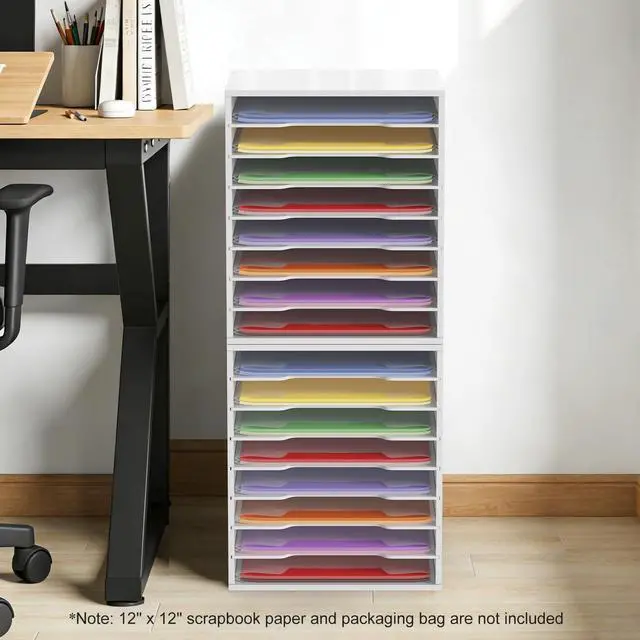 Alt view image 2 of 6 - 2 Pack Scrapbook Paper Storage Organizer Rack for Holding 12 x 12 Paper Storage Pouch, 8 Large Slots Desktop Papers Organizer Holder, File Sorter for Home Office School, Black