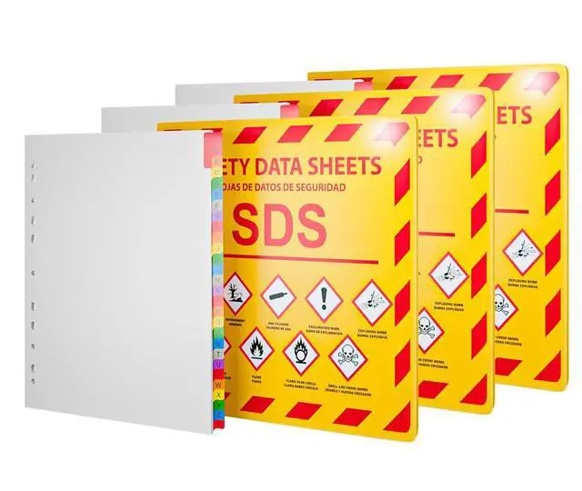Main image of (YS), 3 Pack, SDS Binder - With Page Dividers, Size 8.5x11 Inches, 2025 Requirements, Heavy Duty 3 Inch, 3 Ring Safety Data Sheet SDS Binder