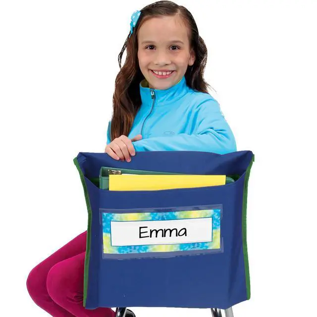 Alt view image 3 of 6 - Store More Deep-Pocket Chair Pockets, 6-Pack, Navy | Ages 4+, PreK+, Chairback Buddy, Classroom Chair & Seat Storage Organizer, for Students & Classroom Organization