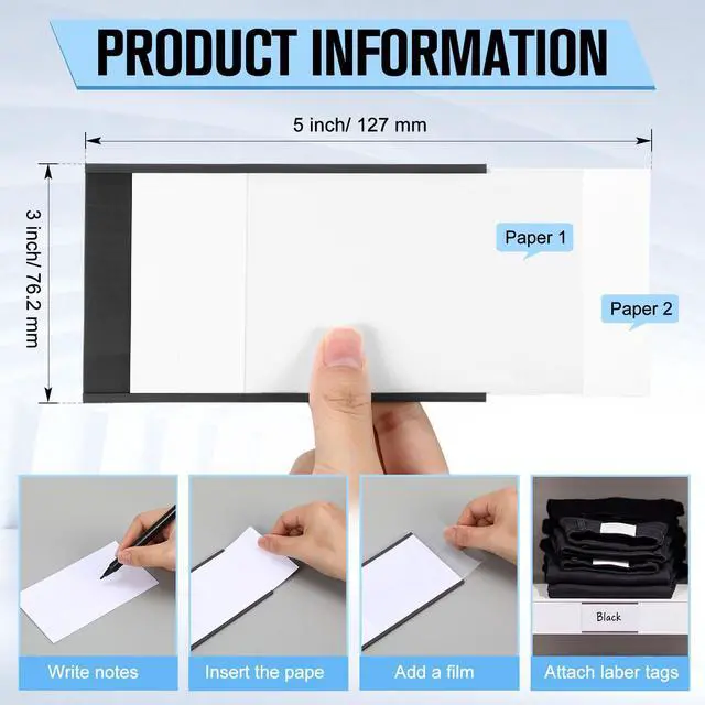 Alt view image 3 of 6 - 200 Pieces C Channel Magnetic Label Holders Set 3 x 5 Inch Magnet Shelf Label Holder with Protective Films and Replacement Strips for Metal Racks Whiteboard Name Tags