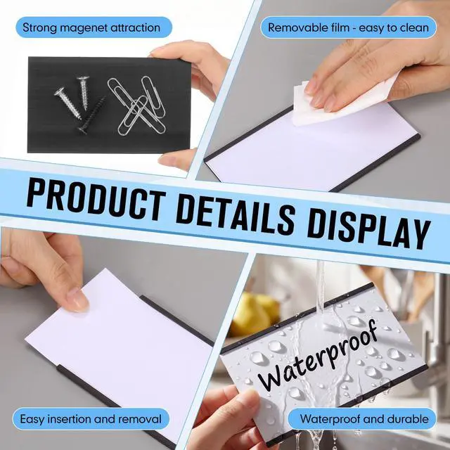 Alt view image 4 of 6 - 200 Pieces C Channel Magnetic Label Holders Set 3 x 5 Inch Magnet Shelf Label Holder with Protective Films and Replacement Strips for Metal Racks Whiteboard Name Tags
