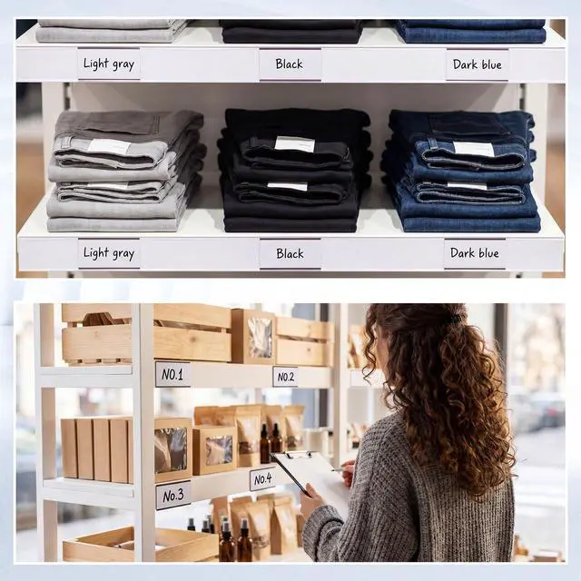 Alt view image 6 of 6 - 200 Pieces C Channel Magnetic Label Holders Set 3 x 5 Inch Magnet Shelf Label Holder with Protective Films and Replacement Strips for Metal Racks Whiteboard Name Tags