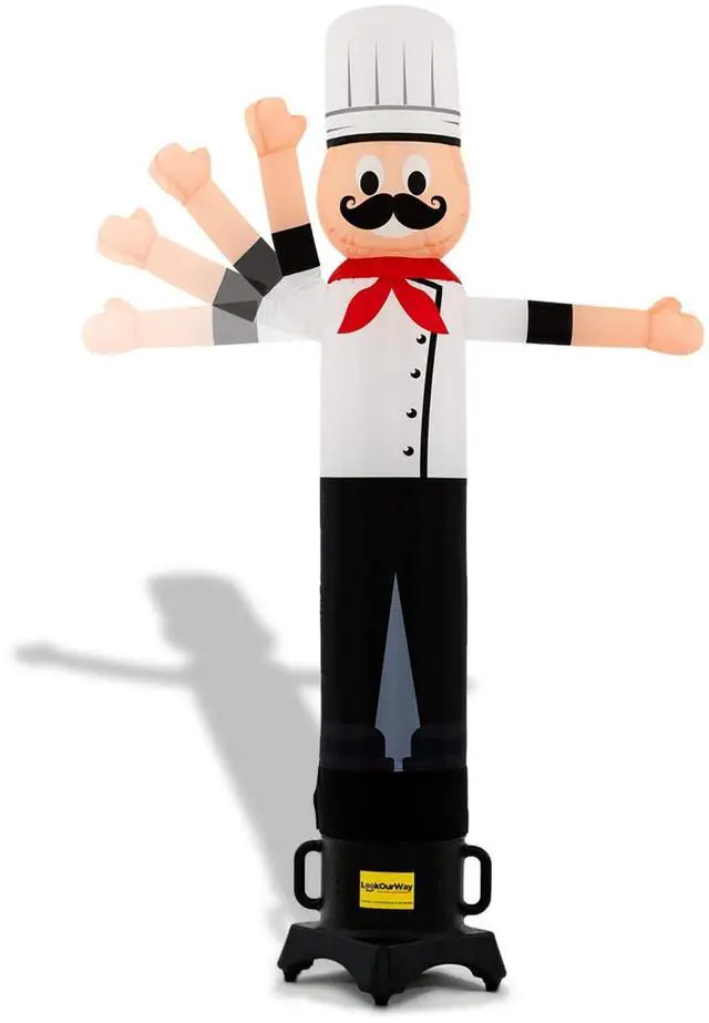 Main image of Air Wavers Inflatable Tube Man Set - 6ft Chef Air Waver with Air Dancer Blower - Inflatable Advertising Tube Guy with Flapping Waving Arm - Restaurant and Food Truck - Outdoor Business Sign | Polyamid