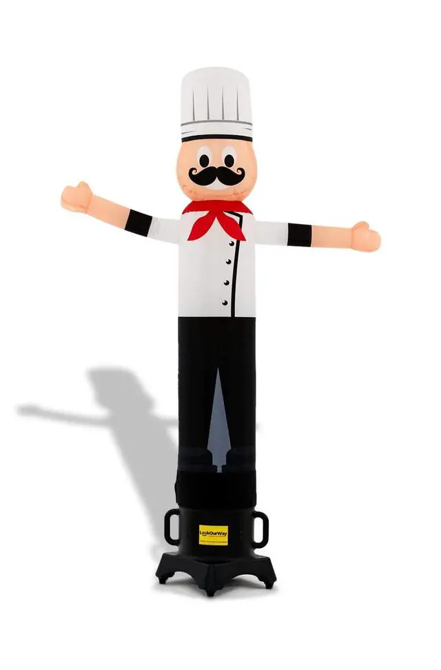 Alt view image 2 of 6 - Air Wavers Inflatable Tube Man Set - 6ft Chef Air Waver with Air Dancer Blower - Inflatable Advertising Tube Guy with Flapping Waving Arm - Restaurant and Food Truck - Outdoor Business Sign | Polyamid