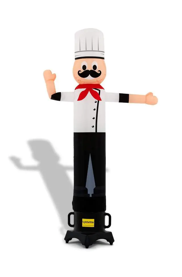 Alt view image 3 of 6 - Air Wavers Inflatable Tube Man Set - 6ft Chef Air Waver with Air Dancer Blower - Inflatable Advertising Tube Guy with Flapping Waving Arm - Restaurant and Food Truck - Outdoor Business Sign | Polyamid