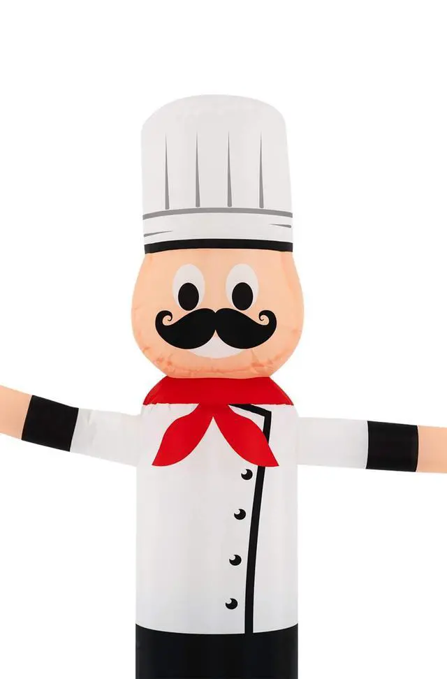 Alt view image 4 of 6 - Air Wavers Inflatable Tube Man Set - 6ft Chef Air Waver with Air Dancer Blower - Inflatable Advertising Tube Guy with Flapping Waving Arm - Restaurant and Food Truck - Outdoor Business Sign | Polyamid