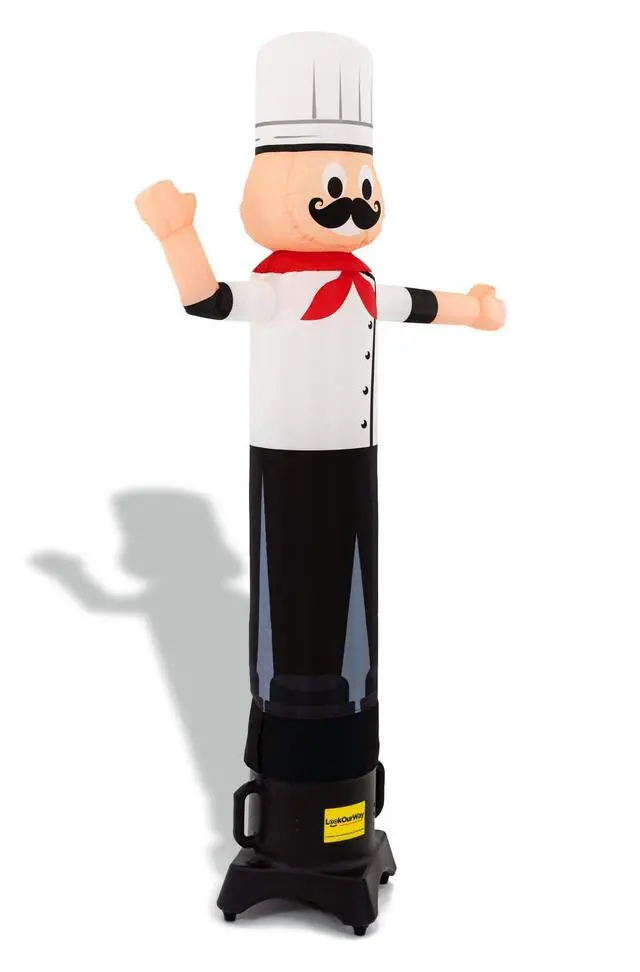 Alt view image 6 of 6 - Air Wavers Inflatable Tube Man Set - 6ft Chef Air Waver with Air Dancer Blower - Inflatable Advertising Tube Guy with Flapping Waving Arm - Restaurant and Food Truck - Outdoor Business Sign | Polyamid