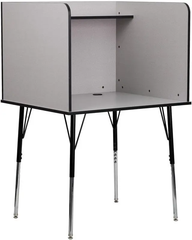Main image of Justin Height-Adjustable Student Study Carrel for Testing Centers/Classrooms, Modular Study Carrel/Private Student Testing Desk, Gray
