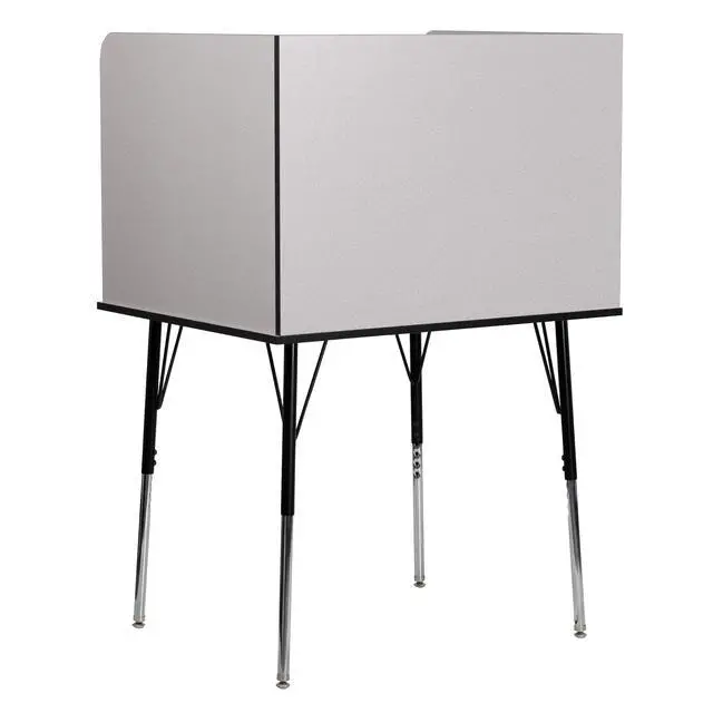 Alt view image 6 of 6 - Justin Height-Adjustable Student Study Carrel for Testing Centers/Classrooms, Modular Study Carrel/Private Student Testing Desk, Gray