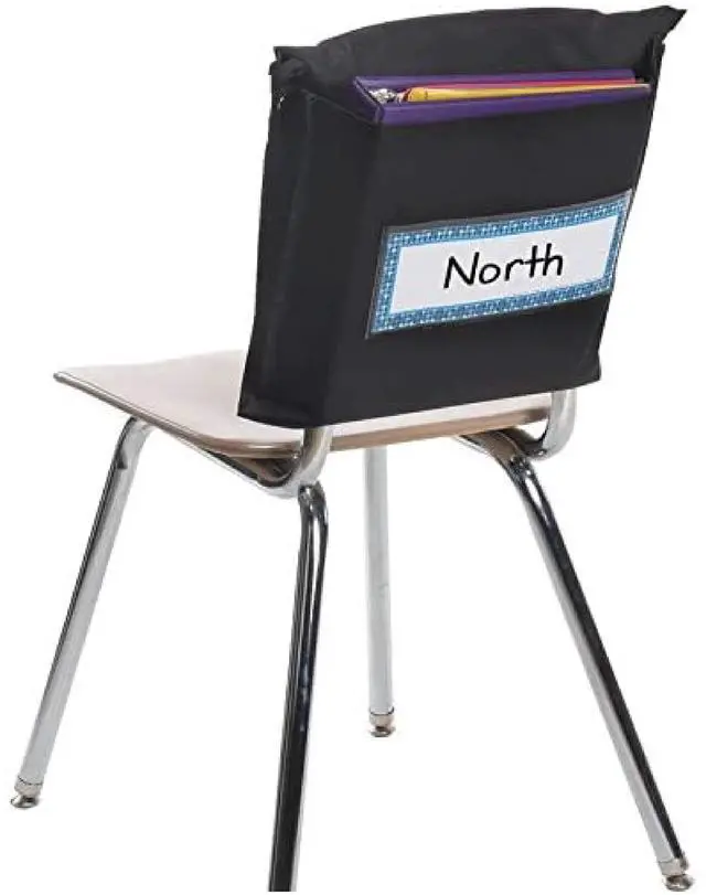 Main image of Store More Deep-Pocket Chair Pockets, 6-Pack, Black | Chairback Storage Organizer for Students, Classroom Chairs and Seat Organization