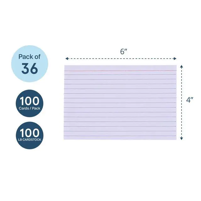 Alt view image 3 of 6 - Recycled Index Cards, 4" x 6", 36 Packs of 100 Note Cards, Lined & Blank Flashcards, Great for Studying, Tests, Speeches