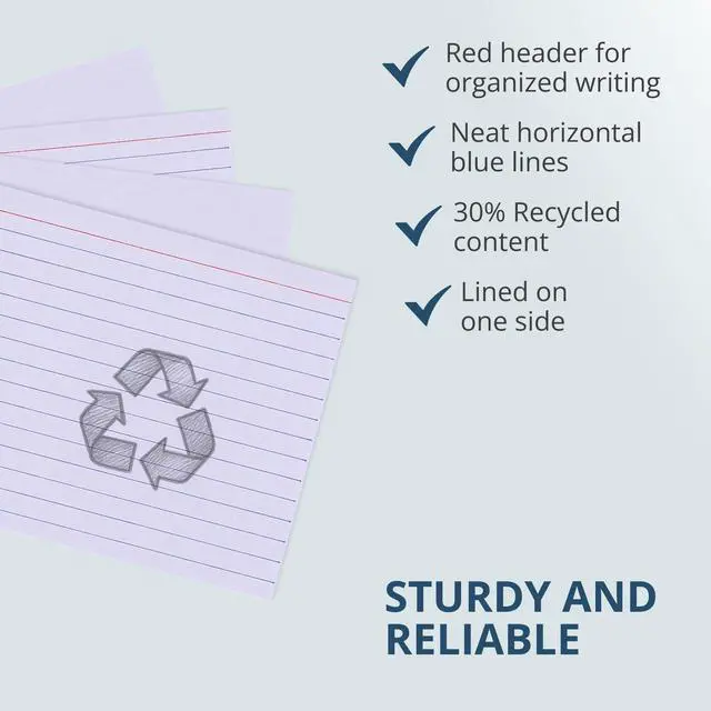 Alt view image 4 of 6 - Recycled Index Cards, 4" x 6", 36 Packs of 100 Note Cards, Lined & Blank Flashcards, Great for Studying, Tests, Speeches