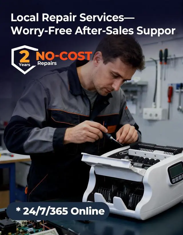 Alt view image 6 of 6 - IMC22 Money Counter Machine Mixed Denomination, Dual-Display, CIS/UV/IR/MG Counterfeit Detection Bill Counter, USD, MXN, COP, CAD Cash Counter for Business, Merchant, 2Y Protect (White)