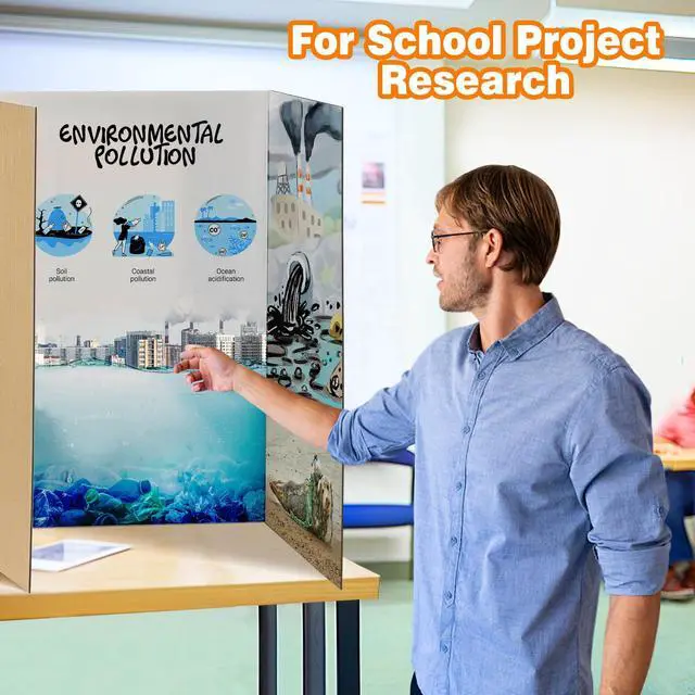 Alt view image 5 of 6 - 8 PCS Trifold Poster Board- Extra Large 48" x 36" Tri Fold Display Board Hard & Thick White Presentation Cardboard for Science Fair, School Projects, and Business Presentations Supply
