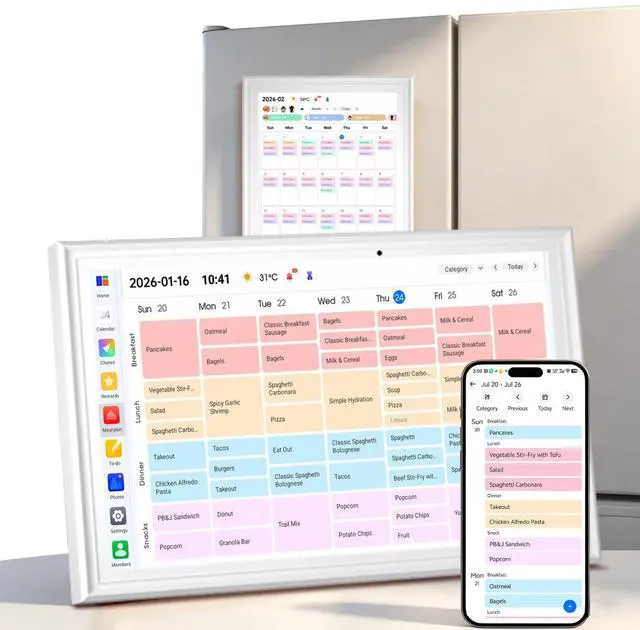 Main image of 15.6" Digital Calendar, Touchscreen Smart Family Planner, Wall & Desktop | 15.6 HD Touch Screen Chore Chart, No Subscription Digital Wall Calendar, Syncs with Google Calendar, Weekly & Monthly Planner