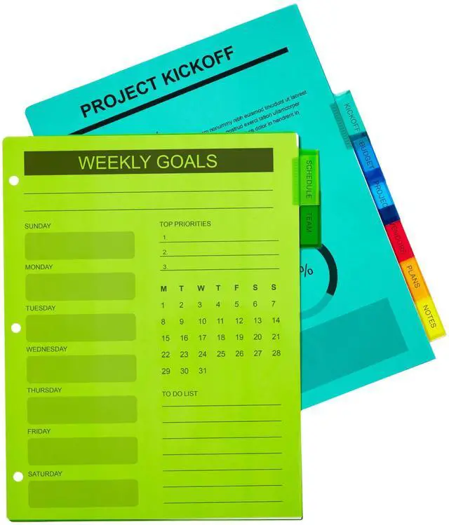 Alt view image 2 of 6 - Dividers for 3 Ring Binders, 8-Tab Plastic Binder Dividers, Insertable Big Tabs, Multicolor (24 Sets of 11901)