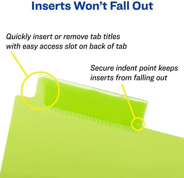 Alt view image 6 of 6 - Dividers for 3 Ring Binders, 8-Tab Plastic Binder Dividers, Insertable Big Tabs, Multicolor (24 Sets of 11901)