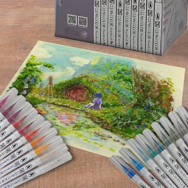 Alt view image 6 of 6 - Zig Clean Color Real Brush 120 colors set, Brush tip marker pens, for Professional and Artist, coloring, drawing, calligraphy, lettering, Made in Japan