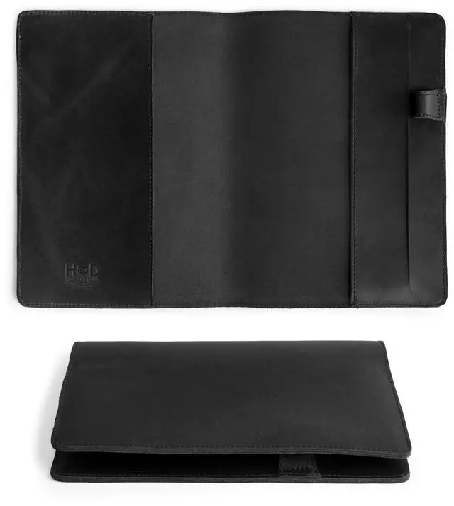 Alt view image 2 of 5 - Case for Hardcover Leuchtturm A5 (5.75 x 8.25 in.) Notebook, Protective Cover for Journal, Personal Planner, Full Grain Leather, Handmade Writing Accessory (Charcoal Black, A5)