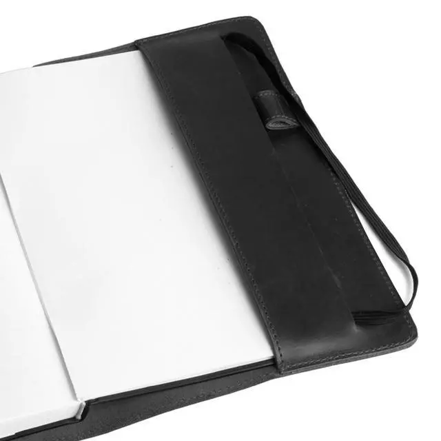 Alt view image 3 of 5 - Case for Hardcover Leuchtturm A5 (5.75 x 8.25 in.) Notebook, Protective Cover for Journal, Personal Planner, Full Grain Leather, Handmade Writing Accessory (Charcoal Black, A5)