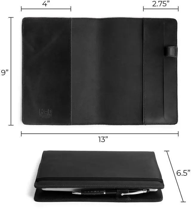 Alt view image 4 of 5 - Case for Hardcover Leuchtturm A5 (5.75 x 8.25 in.) Notebook, Protective Cover for Journal, Personal Planner, Full Grain Leather, Handmade Writing Accessory (Charcoal Black, A5)