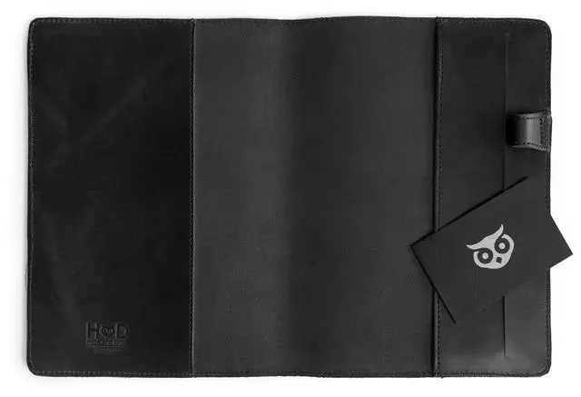 Alt view image 5 of 5 - Case for Hardcover Leuchtturm A5 (5.75 x 8.25 in.) Notebook, Protective Cover for Journal, Personal Planner, Full Grain Leather, Handmade Writing Accessory (Charcoal Black, A5)