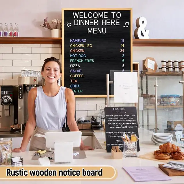 Alt view image 6 of 6 - 1 Pcs Large Felt Letter Board Sign 24 x 30 Inch, Changeable Letter Board with Boxes, Large Felt Menu for Restaurant Announcements, Restaurant Menus (Black,Classic)
