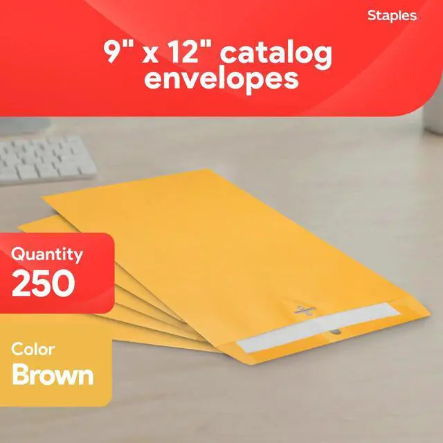 Alt view image 2 of 6 - 9 x 12 Kraft Clasp Envelopes, Brown Manila, Reinforced Metal Clasp & Gummed Seal, HeavyDuty Mailing Envelopes, 250/Pack