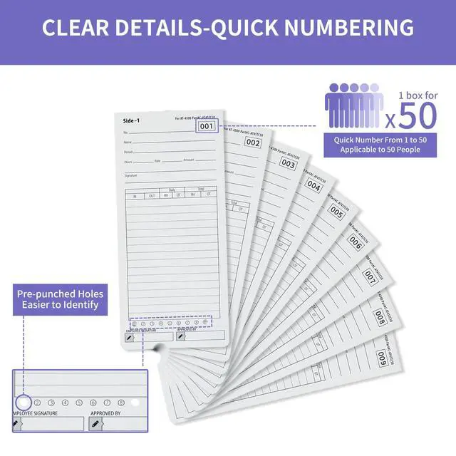Alt view image 3 of 6 - AT-4500 Time Clock Cards, 600 Pack with 2 Ink Ribbons