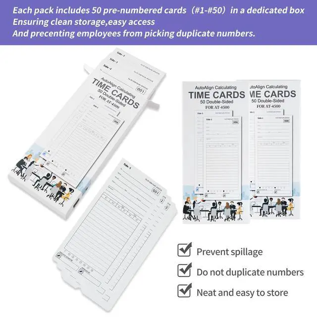 Alt view image 4 of 6 - AT-4500 Time Clock Cards, 600 Pack with 2 Ink Ribbons