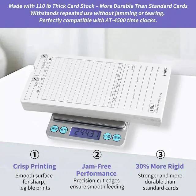 Alt view image 6 of 6 - AT-4500 Time Clock Cards, 600 Pack with 2 Ink Ribbons