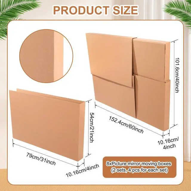 Alt view image 3 of 6 - 3 Sets TV Boxes for Moving 65 Inch Foam Mirror Box Set Picture Moving Include 3 Large Case and 3 Foam Flat Screen TV Cover and 24 Corner Edge Protectors