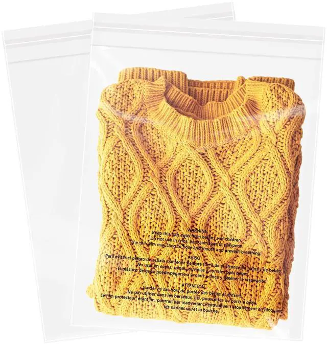 Main image of 11" x 14" (1000 Count) Self Seal Clear Poly Bags with Suffocation Warning for Packaging, Shipping, Clothing, Shirts & FBA - Resealable Adhesive