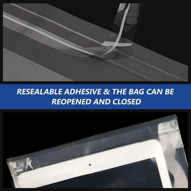 Alt view image 3 of 6 - 11" x 14" (1000 Count) Self Seal Clear Poly Bags with Suffocation Warning for Packaging, Shipping, Clothing, Shirts & FBA - Resealable Adhesive