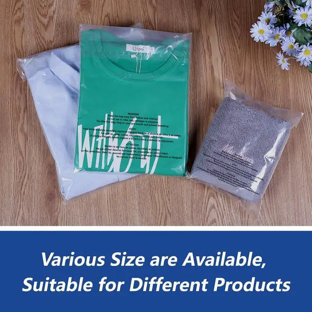 Alt view image 6 of 6 - 11" x 14" (1000 Count) Self Seal Clear Poly Bags with Suffocation Warning for Packaging, Shipping, Clothing, Shirts & FBA - Resealable Adhesive
