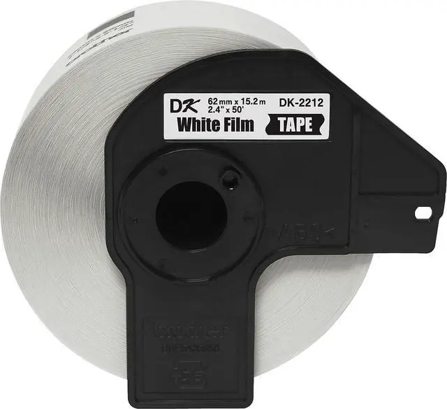 Alt view image 2 of 4 - Genuine DK-2212 Continuous Length Black on White Film Tape for QL Label Printers, 2.4" x 50' (62mm x 15.2M), 1 Roll per Box, DK2212,Black/White