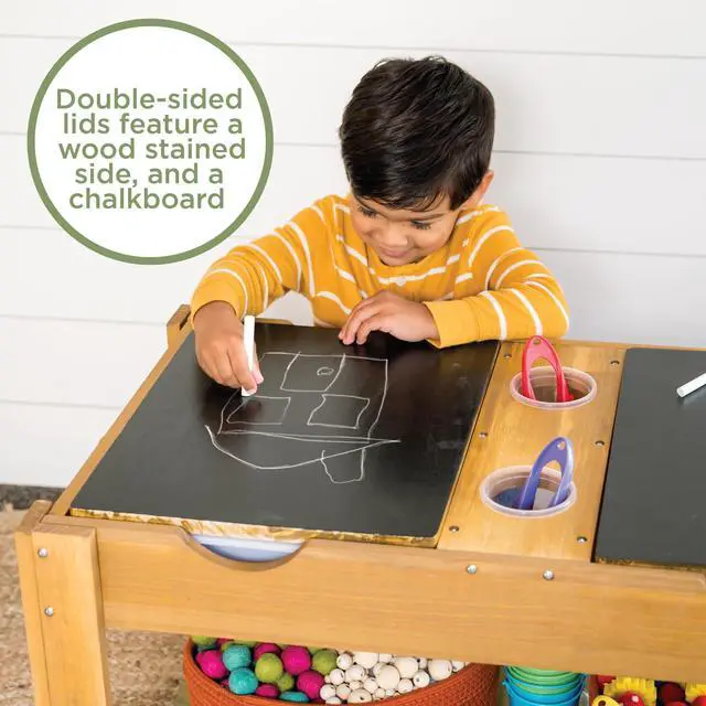 Alt view image 3 of 6 - Sensory Sprouts Sensory Table | Sensory Sprouts Sensory Table. Includes two lids and three hooks for convenient organization. Ages 3+