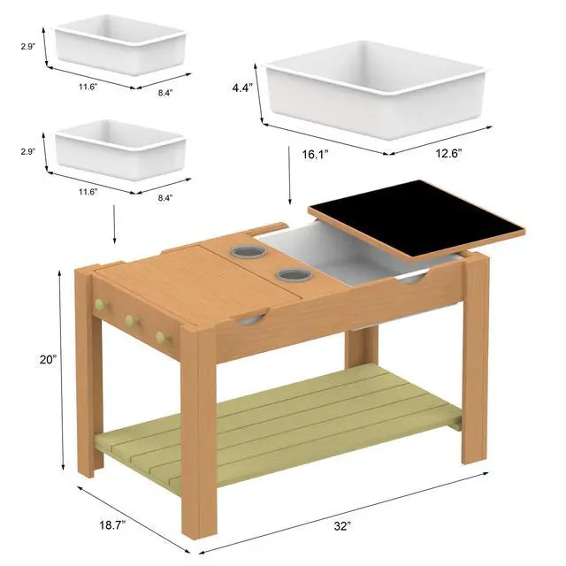 Alt view image 5 of 6 - Sensory Sprouts Sensory Table | Sensory Sprouts Sensory Table. Includes two lids and three hooks for convenient organization. Ages 3+
