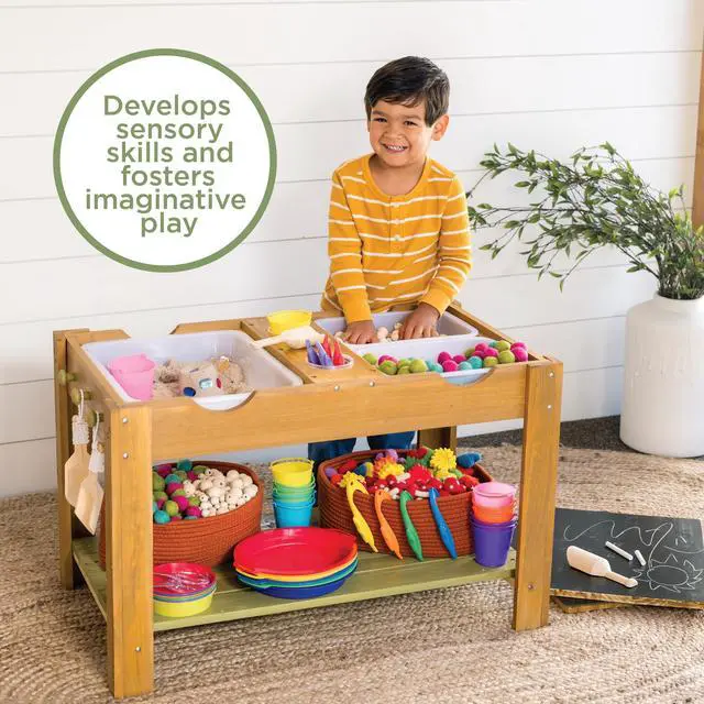 Alt view image 6 of 6 - Sensory Sprouts Sensory Table | Sensory Sprouts Sensory Table. Includes two lids and three hooks for convenient organization. Ages 3+