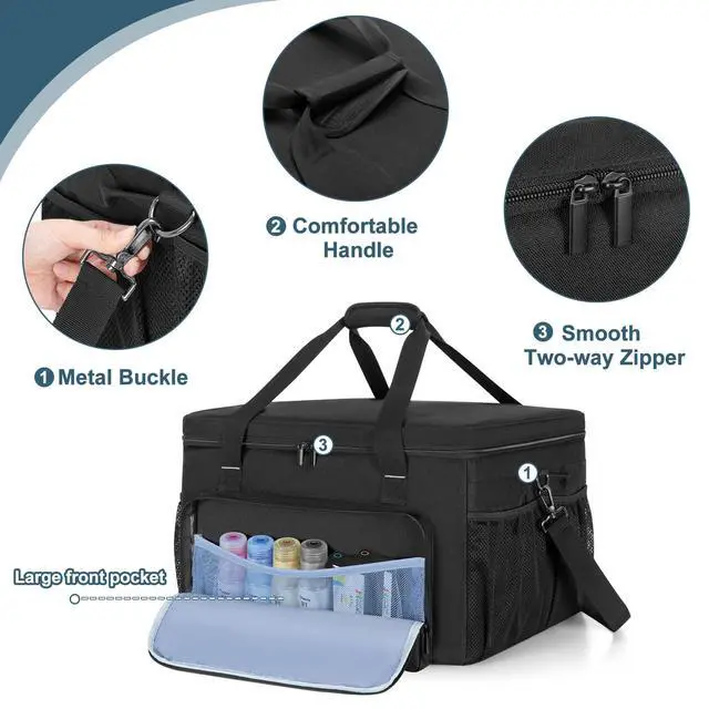 Alt view image 3 of 6 - Printer Carry Case Compatible for HP OfficeJet Pro/DeskJet/Smart-Tank | Padded Office Printer Storage Bag with Thick Base Board and Removable Dividers for Ink, Paper and Office Supplies, Bag Only