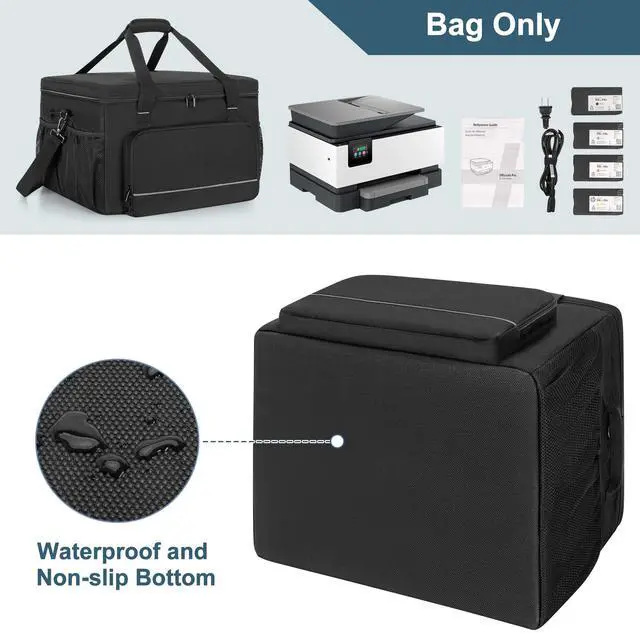 Alt view image 4 of 6 - Printer Carry Case Compatible for HP OfficeJet Pro/DeskJet/Smart-Tank | Padded Office Printer Storage Bag with Thick Base Board and Removable Dividers for Ink, Paper and Office Supplies, Bag Only