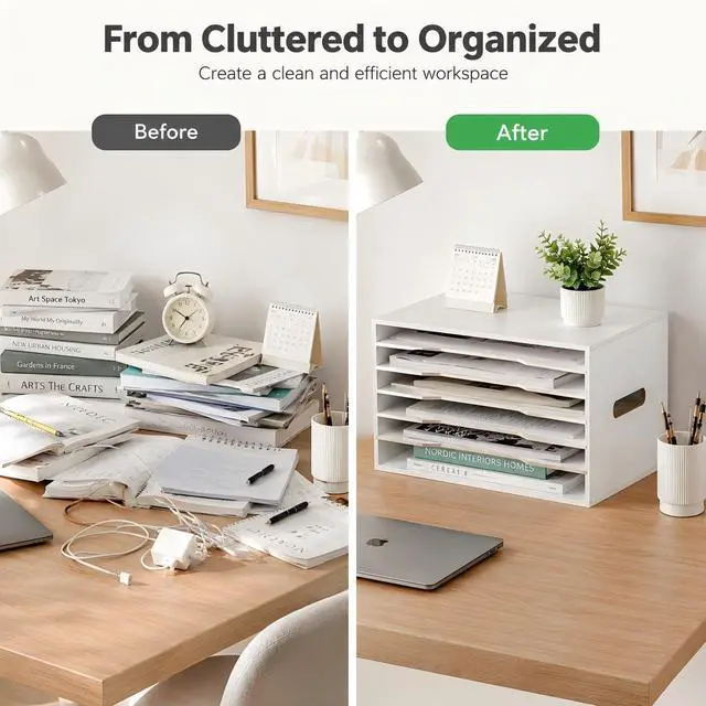 Alt view image 2 of 6 - 13x20 Wooden Construction Paper Organizer,Larger Size Wooden Literature Organizer,7 Tier Construction Paper File Sorter Storage,Large File Suitable for Home,Classroom and Office