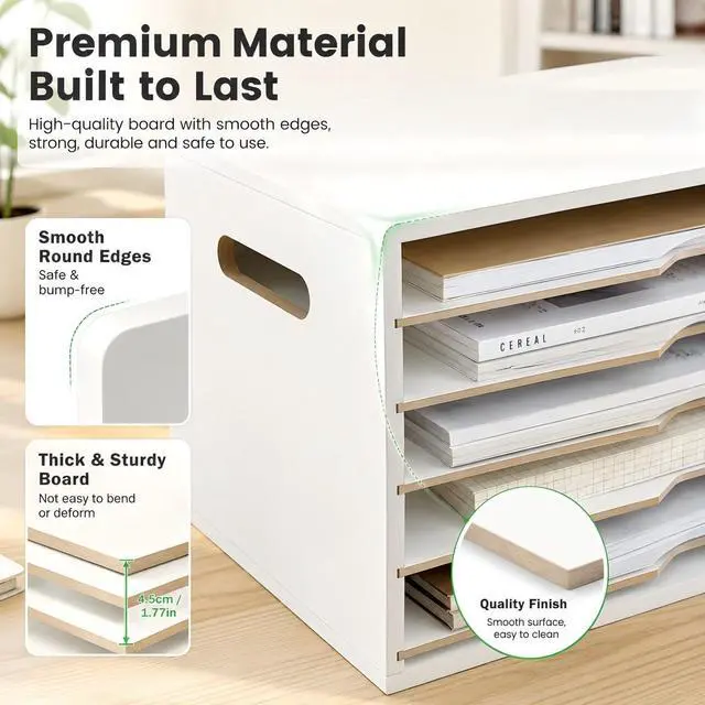 Alt view image 4 of 6 - 13x20 Wooden Construction Paper Organizer,Larger Size Wooden Literature Organizer,7 Tier Construction Paper File Sorter Storage,Large File Suitable for Home,Classroom and Office