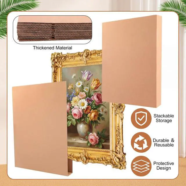 Alt view image 5 of 6 - 3 Sets TV Boxes for Moving 65 Inch Foam Mirror Box Set Picture Moving Include 3 Large Case and 3 Foam Flat Screen TV Cover and 24 Corner Edge Protectors