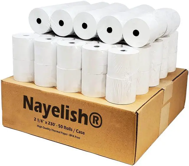Main image of 2-1/4 x 230' 1-Ply Thermal Paper (50 Rolls) BPA Free Cash Register Tape for Sharp 01PU, 01PU, ER-A520, ER-A530, UP-700, XE-A201, XE-A202, XE-A302 Citizen CBM262, CBM270 from