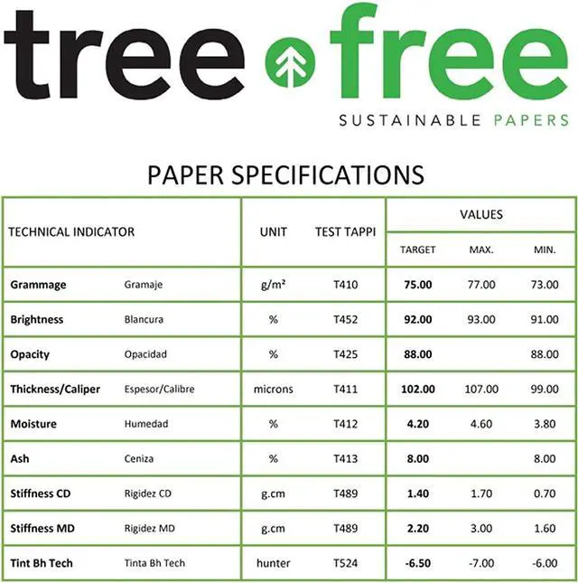 Alt view image 3 of 6 - Tree Free Copy Paper 8.5 x 11, 92 Bright, 20 lb. Made from Sugarcane Waste Fiber Carbon Neutral 10 Reams 5000 Sheets